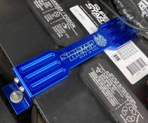 Ford F-250 Battery Hold Down - Sinister Diesel - CNC Machined Aluminum - Sinister Blue - `11-`20